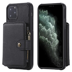 Wewoo Coque Pour iPhone 11 Pro Boucle Zipper Etui de protection antichoc avec support et fentes cartes et portefeuille et lanière et cadres photos Noir