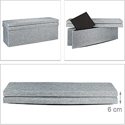 Helloshop26 Tabouret pouf banquette de rangement pliant en lin 114 cm gris 13_0002783_2