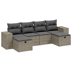 vidaXL Salon de jardin 6 pcs avec coussins gris clair résine tressée