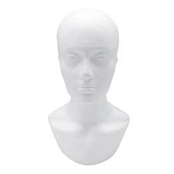 Mousse Légère Mannequin Homme Tête Chapeau Perruque Lunettes Présentoir Blanc 01 pas cher