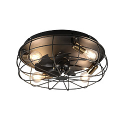 Ventilateur de plafond Trondheim moderne à 4 lumières, noir mat, télécommande