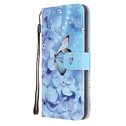 Etui en PU impression de motif texture croisée avec sangle fleurs et papillon pour votre Huawei Nova 7 SE/P40 Lite 5G