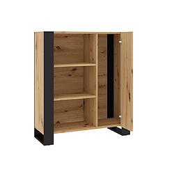 Bestmobilier Donnely - buffet haut - bois et noir - 110 cm