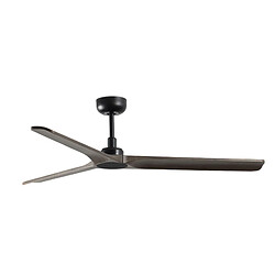 Faro Barcelona Ventilateur de plafond noir moyen en bois foncé avec moteur à courant continu, 6 vitesses