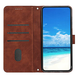 Etui en PU anti-rayures, motif en forme de coeur avec support pour votre Xiaomi Redmi Note 11T Pro 5G/11T Pro + 5G/Poco X4 GT 5G - marron