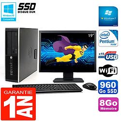 PC HP Compaq Pro 6200 SFF Ecran 19" Intel G840 8Go 960 Go SSD Graveur DVD Wifi W7 - Occasion