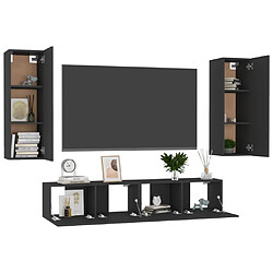 Avis Maison Chic Ensemble de meubles TV 4 pcs | Banc TV Moderne pour salon | Meuble de Rangement - Noir Aggloméré -MN63238