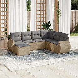 Maison Chic Salon de jardin avec coussins 7 pcs | Ensemble de Table et chaises | Mobilier d'Extérieur beige résine tressée -GKD30287