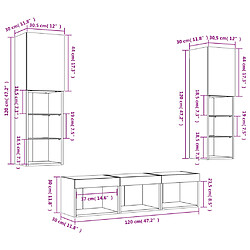 vidaXL Unités murales TV avec LED 5 pcs blanc bois d'ingénierie pas cher