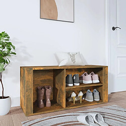 Maison Chic Armoire à Chaussures,Meuble de Rangement à Chaussures Chêne fumé 100x35x45 cm Bois d'ingénierie -MN89247