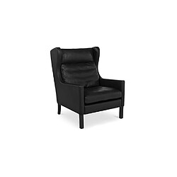 ICONIK INTERIOR Fauteuil avec accoudoirs - Style rétro - Revêtu de cuir - Michal Noir