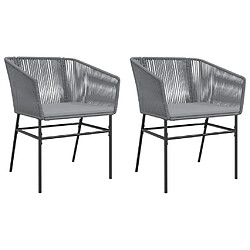 vidaXL Chaises de jardin lot de 2 avec coussins gris résine tressée