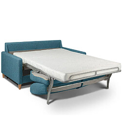 Avis Inside 75 Canapé convertible OGGETTO matelas 16 cm système express sommier lattes 160cm RENATONISI velours bleu azur