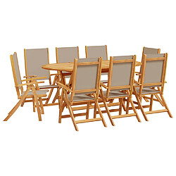 vidaXL Ensemble à manger de jardin 9pcs bois d'acacia solide textilène