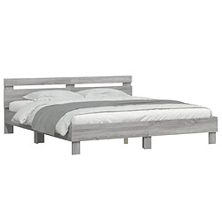 Maison Chic Cadre/structure de lit avec tête de lit pour adulte - Lit Moderne Chambre sonoma gris 200x200 cm -MN88005 