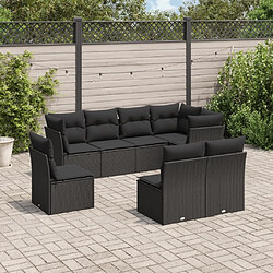 Maison Chic Salon de jardin 8 pcs avec coussins | Ensemble de Table et chaises | Mobilier d'Extérieur noir résine tressée -GKD38975