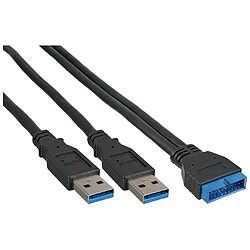 Câble adaptateur InLine® USB 3.0 Premium 2x USB Un connecteur mâle vers carte mère de 0,4 m