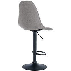 Decoshop26 Tabouret de bar x1 avec repose-pieds hauteur réglable pivotant assise en tissu gris cadre métallique noir 10_0004840