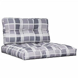 vidaXL Coussins de palette lot de 2 motif à carreaux gris tissu