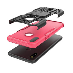 Wewoo Coque Pour OPPO Realme 3 Texture de pneu TPU antichoc + PC Housse de protection avec support rose pas cher