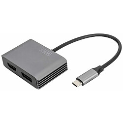 DIGITUS USB-C - DP + HDMI Adapter, 20 cm 4K/30Hz, Silber, Aluminium GehÃ¤use