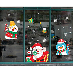 2PCS Stickers de décoration de Noël Santa Claus Snowman Stickers statiques Stickers Shopping Mall Verre Fenêtre Décoration d'autocollants