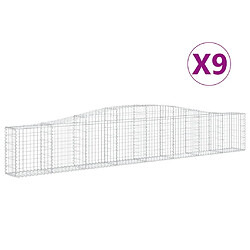 vidaXL Paniers à gabions arqués 9 pcs 400x30x60/80 cm Fer galvanisé