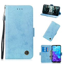 Wewoo Housse Coque Pour Huawei Y5 2019 / Honor 8s Retro Horizontal Flip PU en cuir avec fentes cartes et support bleu