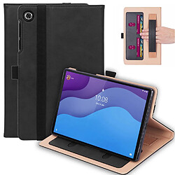 Etui en PU style d'affaires avec dragonne et porte-cartes noir pour votre Lenovo Tab M10 HD Gen 2 TB-X306