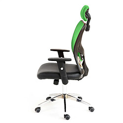 Avis Decoshop26 Fauteuil chaise de bureau sur roulettes pivotante appui tête accoudoirs synthétique vert 04_0001901