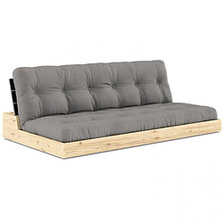 Inside 75 Canapé lit futon BASE gris couchage 130cm dossiers noirs coffres