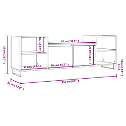 vidaXL Meuble TV Chêne fumé 160x35x55 cm Bois d'ingénierie pas cher