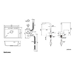 Acheter Auralum MAX 1 Bac Évier Cuisine en Granit,55*45*20cm,Kit de Vidage,Noir+Robinet Cuisine Douchette Extractible à 2 Jets Pivotant à 360° en Acier Inox