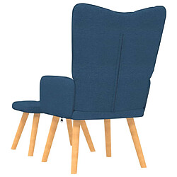 Avis vidaXL Chaise de relaxation avec tabouret Bleu Tissu