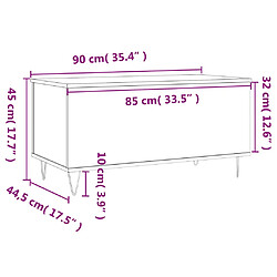 vidaXL Table basse Blanc brillant 90x44,5x45 cm Bois d'ingénierie pas cher