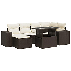 vidaXL Salon de jardin avec coussins 7 pcs marron résine tressée