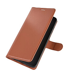 Etui en PU peau de litchi magnétique marron pour votre Xiaomi Redmi Note 9/Redmi 10X 4G