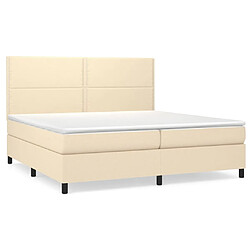 vidaXL Sommier à lattes de lit avec matelas Crème 200x200 cm Tissu