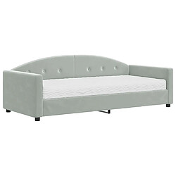 Maison Chic Lit de jour avec matelas, Lit de repos Lit d'invité pour Salon Chambre,Canapé-lit gris clair 90x200 cm velours -MN54973 