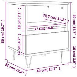 vidaXL Tables de chevet 2 pcs gris béton 40x35x50 cm bois d’ingénierie pas cher