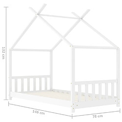 vidaXL Cadre de lit d'enfant Blanc Bois de pin massif 70x140 cm pas cher