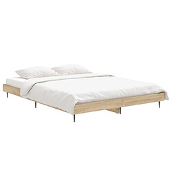 Avis Maison Chic Lit adulte - Lit simple Cadre de lit,Structure du lit Contemporain chêne sonoma 135x190 cm bois d'ingénierie -MN36870