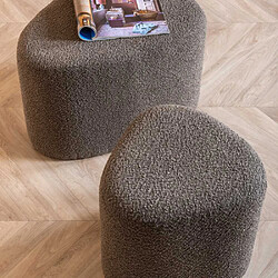 LEITMOTIV Pouf en tissu bouclette Ada Organic vert taupe.