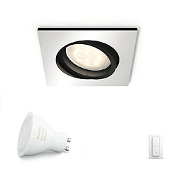 Philips Hue White Ambiance MILLISKIN Spot encastré carré 1x5.5W - Chrome (télécommande incluse)