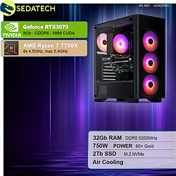 Sedatech PC Gamer • AMD Ryzen 7 7700X • RTX3070 • 32Go DDR5 • 2To SSD M.2 • sans OS