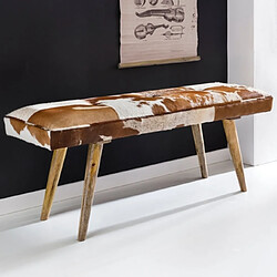 Mes Banc 2 places 120x40x52 cm en cuir de chèvre marron et blanc