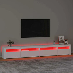 Maison Chic Meubles TV avec lumières LED - Banc TV pour salon Blanc 270x35x40 cm -MN22061 pas cher