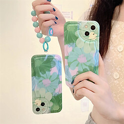 GUPBOO Étui pour iPhone13ProMax Peinture à l'aquarelle plein écran fleurs chaîne de boîtier de téléphone portable de style coréen