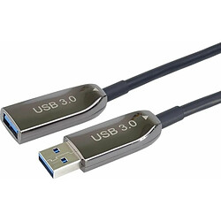 PremiumCord Câble d'Extension Optique USB 3.0 (AOC), Câble en Fibre de Verre, Câble de Données SuperSpeed ??Jusqu'à 5 Gbit/s, Câble de Charge, USB 3.0 A Femelle vers Mâle, 9pin, Noir, Longueur 50m