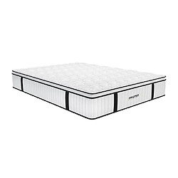 Vente-Unique Ensemble 140 x 190 cm sommier coffre blanc + matelas anti-feu ressorts ensachés et surmatelas intégré ép.28cm - DELICE de DREAMEA HOTEL